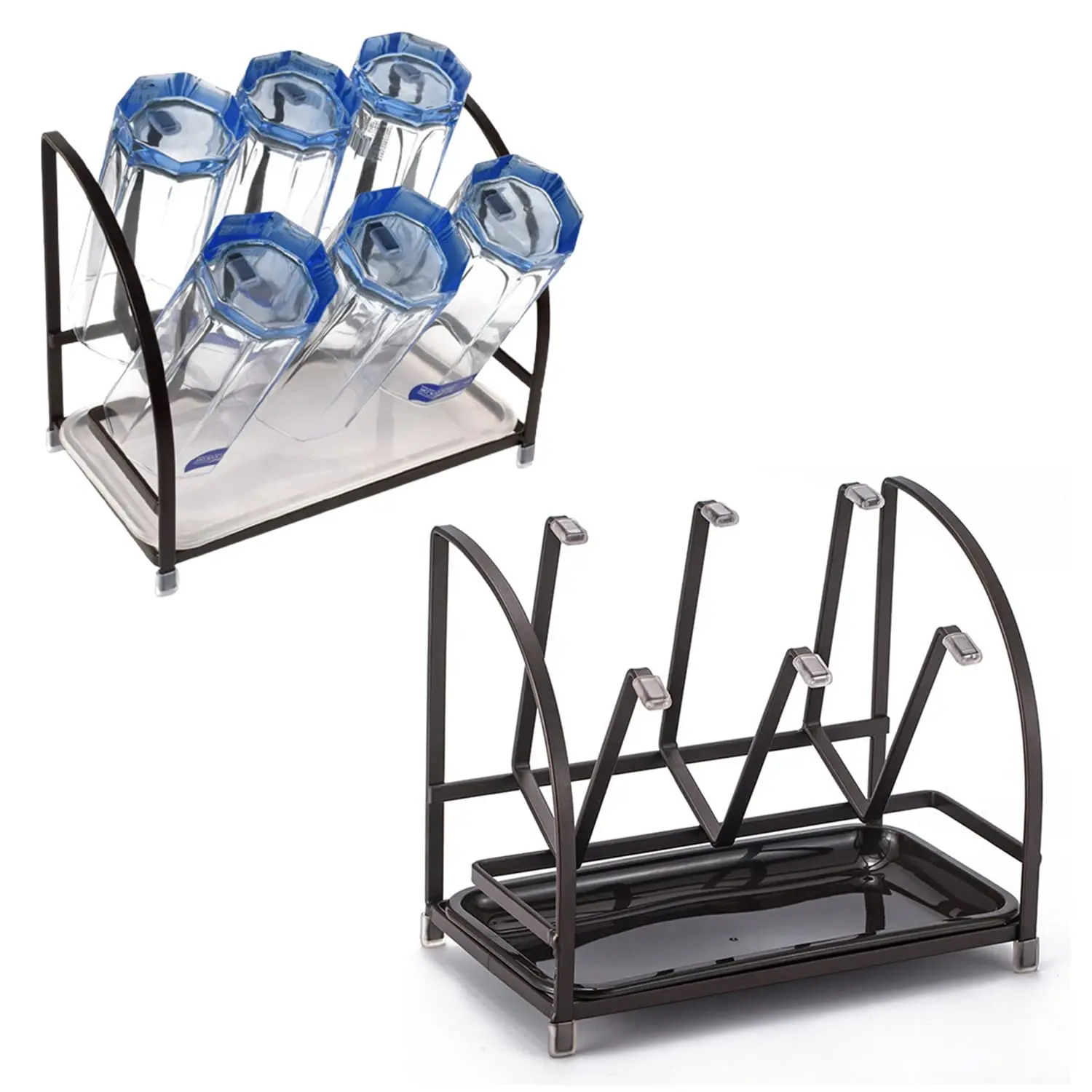 kitchen counter Vertical Bottle Drying Rack Glass water Bottle cup Coffee Mug Holder Organizer for  Countertop with Drain Tray