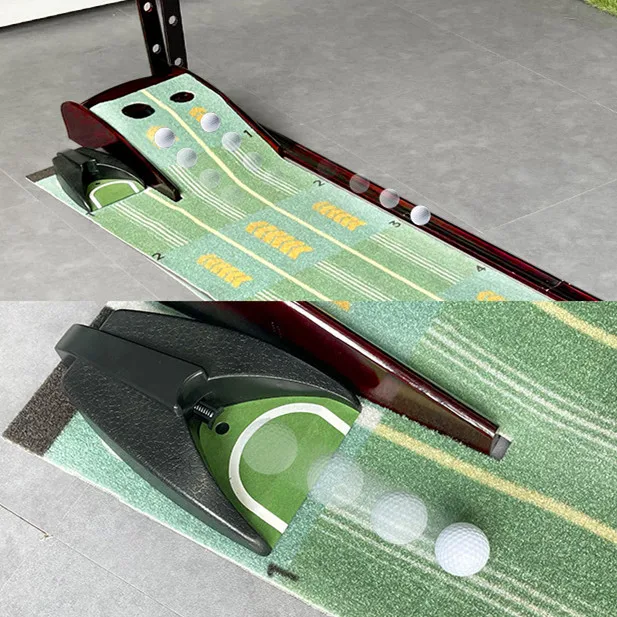 Golf Training Aids Solid Wood Indoor Electronic Automatic Ball Return Office Home Golf Putting Practice Mat