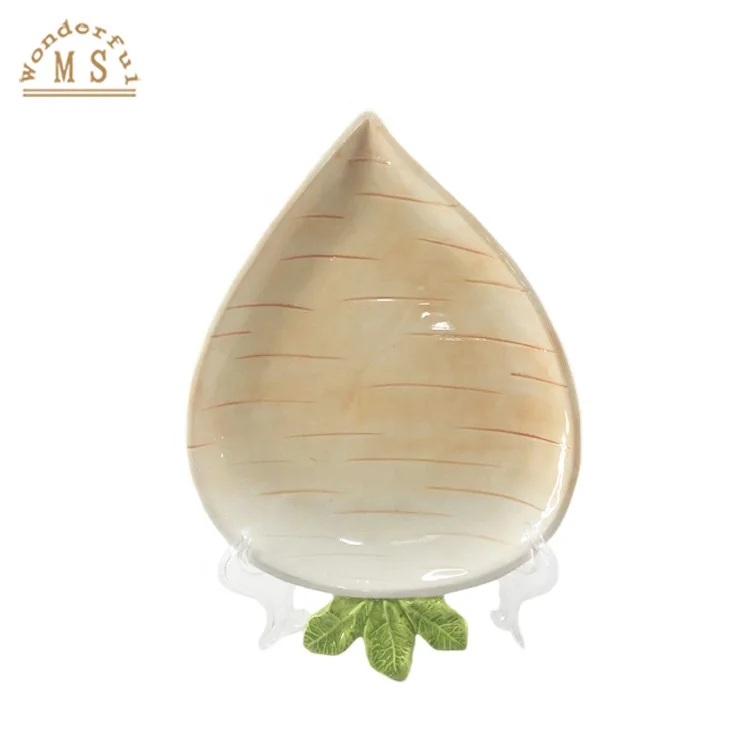 New 3D OEM Real Relief radish dish Shape food Holders 3d Style tray vegetable Kitchenware Ceramic porcelain salad carrot plate