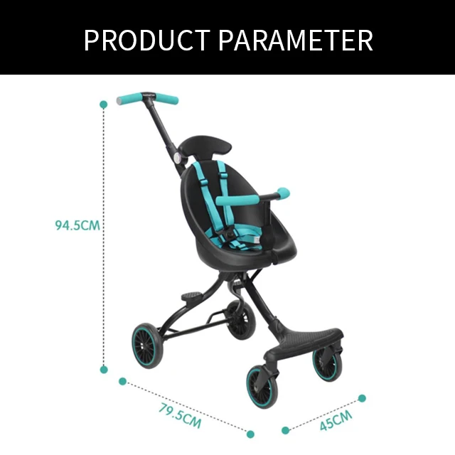 Eco-friendly Light weight foldable 4 wheel stroller for children / safety baby kids baobaohao stroller