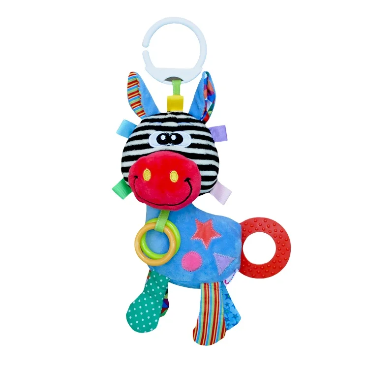 Baby teether doll 2022 OEM wholesale infant rattle plush stuffed toy animals soft doll kids musical multifunction toy