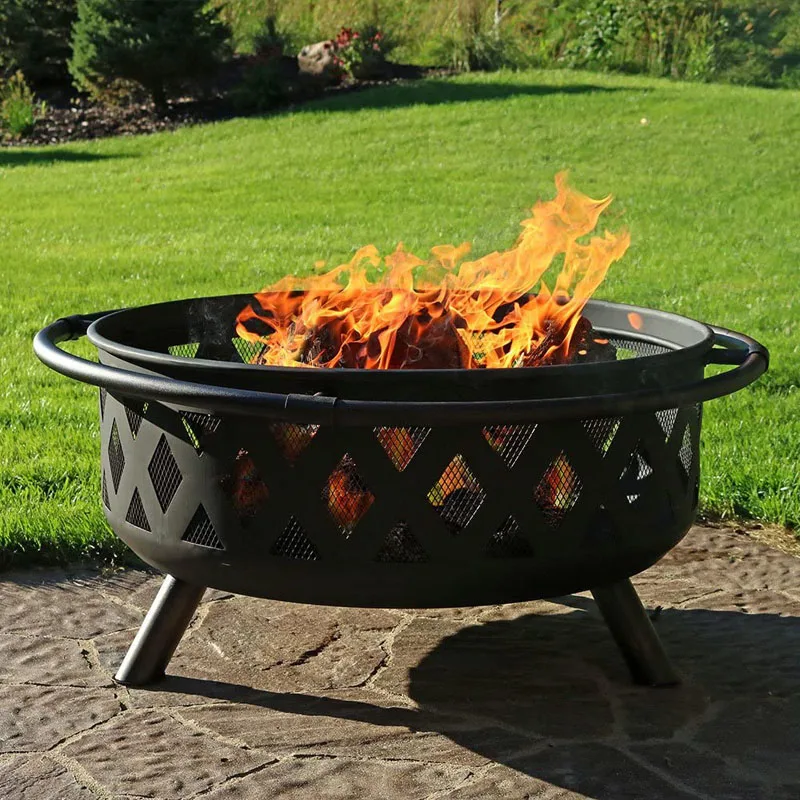 Outdoor Fire Pit 36 Inch Bonfire Wood Burning fire pit Patio Garden yard metal steel  bowl firepit portable  bbq fire pit