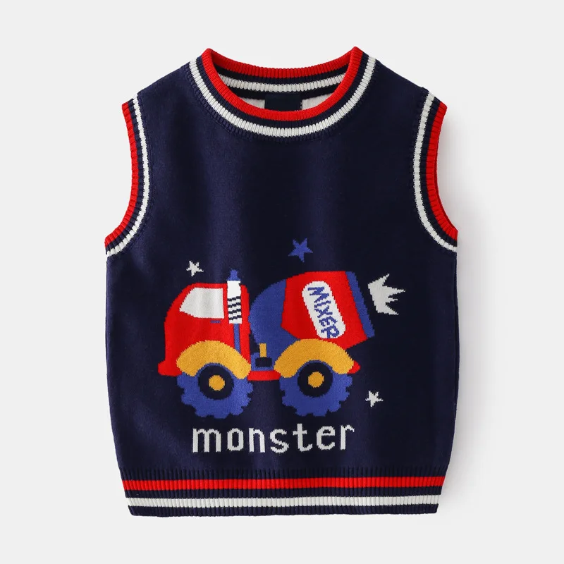 Custom OEM & ODM kids sweater vest cotton baby knitwear pullover knit vest winter Toddler baby boys sweater vest