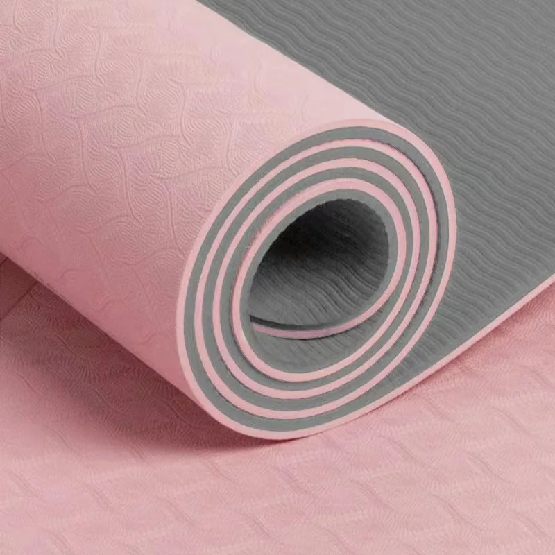 TPE Yoga Mat Print Logo Natural Yogamat Organic Non Slip Cheap OEM Film ROHS Color Package Material Pieces Origin