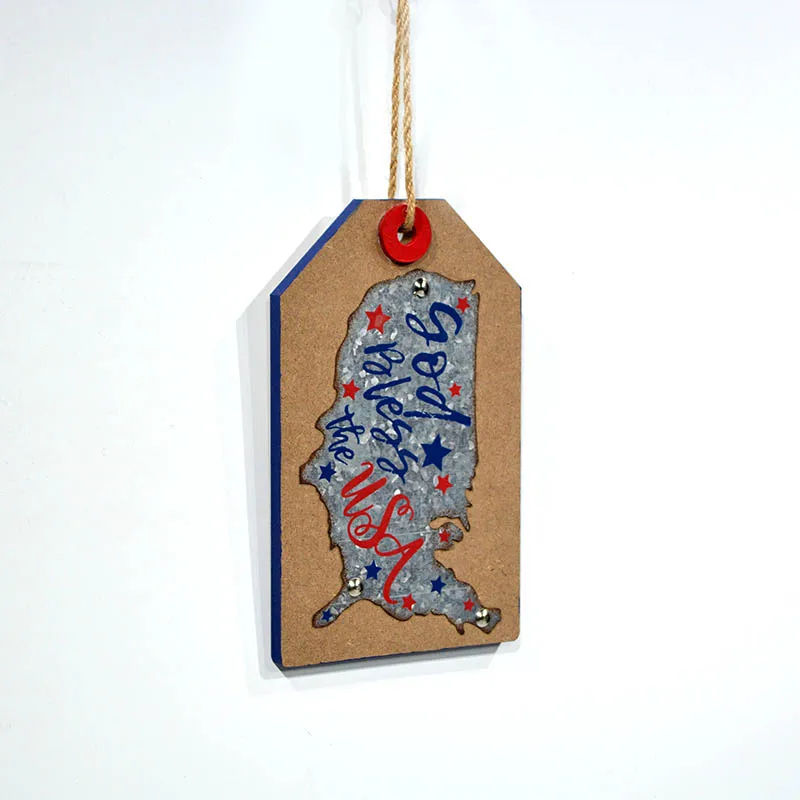 
Custom made Independence Day hanging wood craft sign ornament 