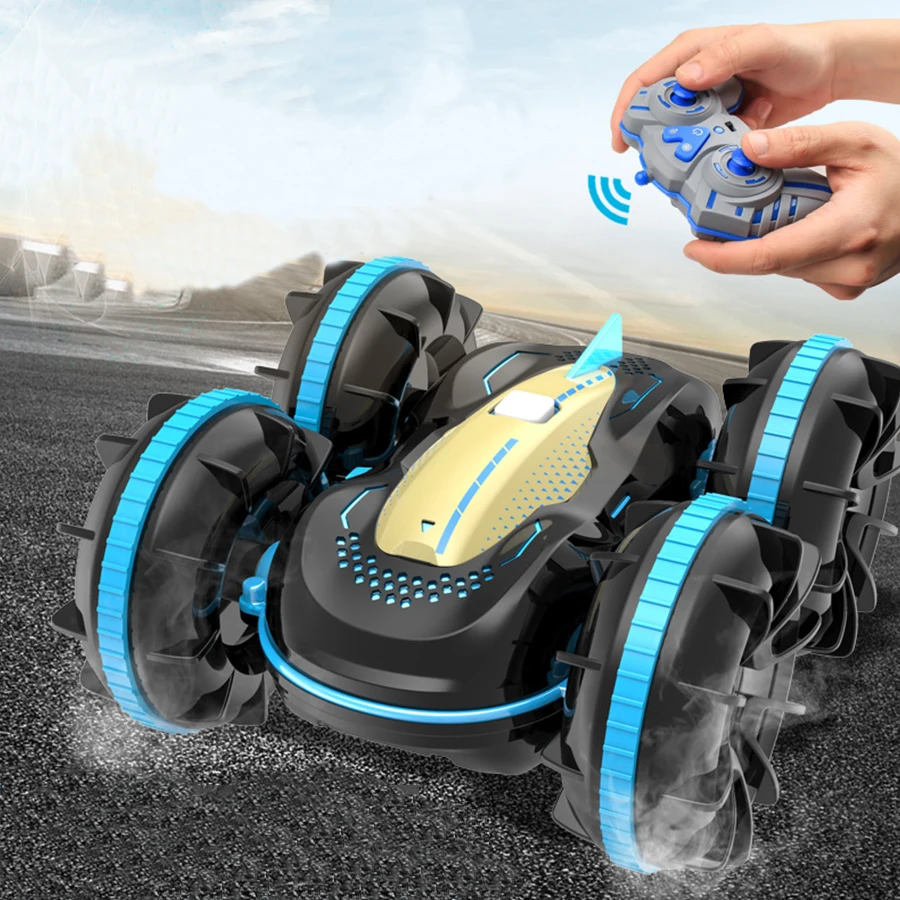 2.4G Amphibious Stunt RC Car 4WD Remote Control Car With Light Gesture Induction Double-sided Tumbling  Rc offroad Car Toys
