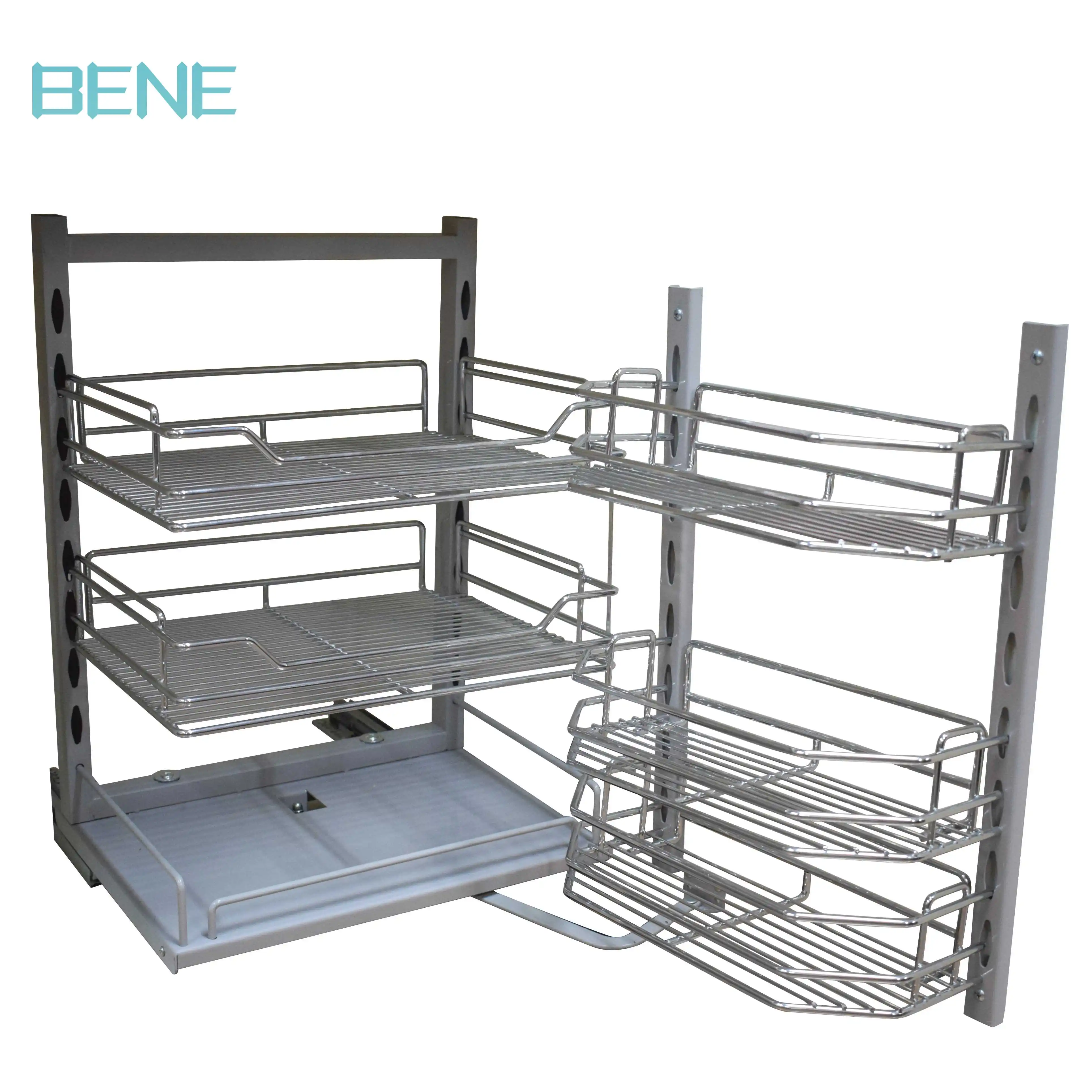 Многофункциональный кухонный органайзер, корзина для хранения, двухслойная скользящая проволочная Волшебная угловая корзина