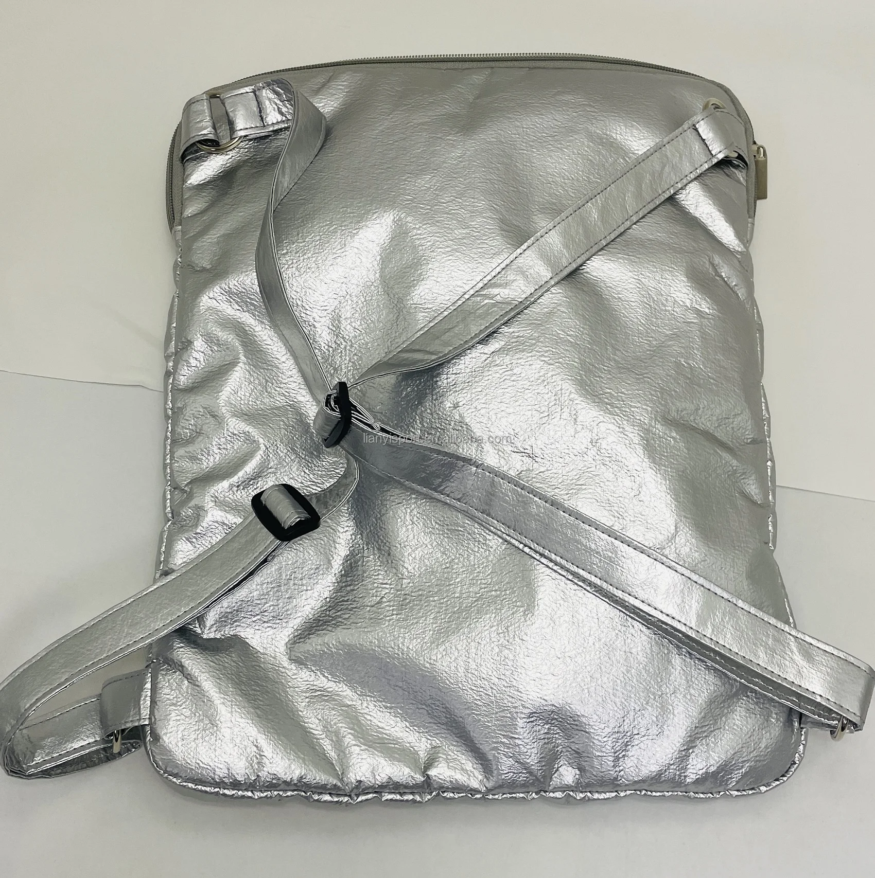 Stylish Designer Silvery PU Slim Laptop Backpack Holographic Reflective Laptop Bag Casual Work Backpack Ideal for Daily Life