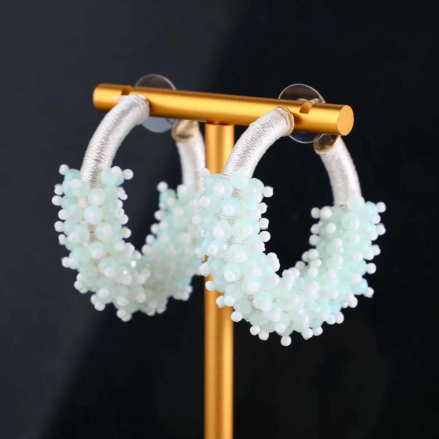 Fashion White Statement Earrings extra Large Boho Unique Design Big Hoop Women