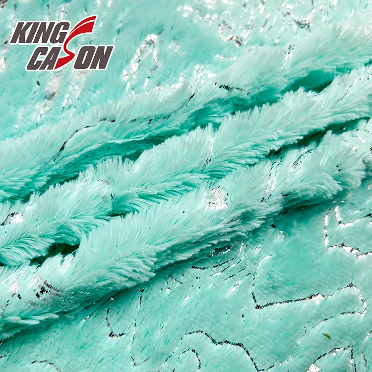 KINGCASON Chinese Manufacturer Anti-Wrinkle one-sided Stamping Hot Silver 100 polyester PV Fleece Fabric For Blanket