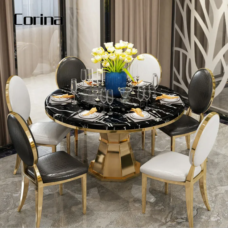 New design Round marble dining table hotel restaurant dining table  drink shop dining tables for store