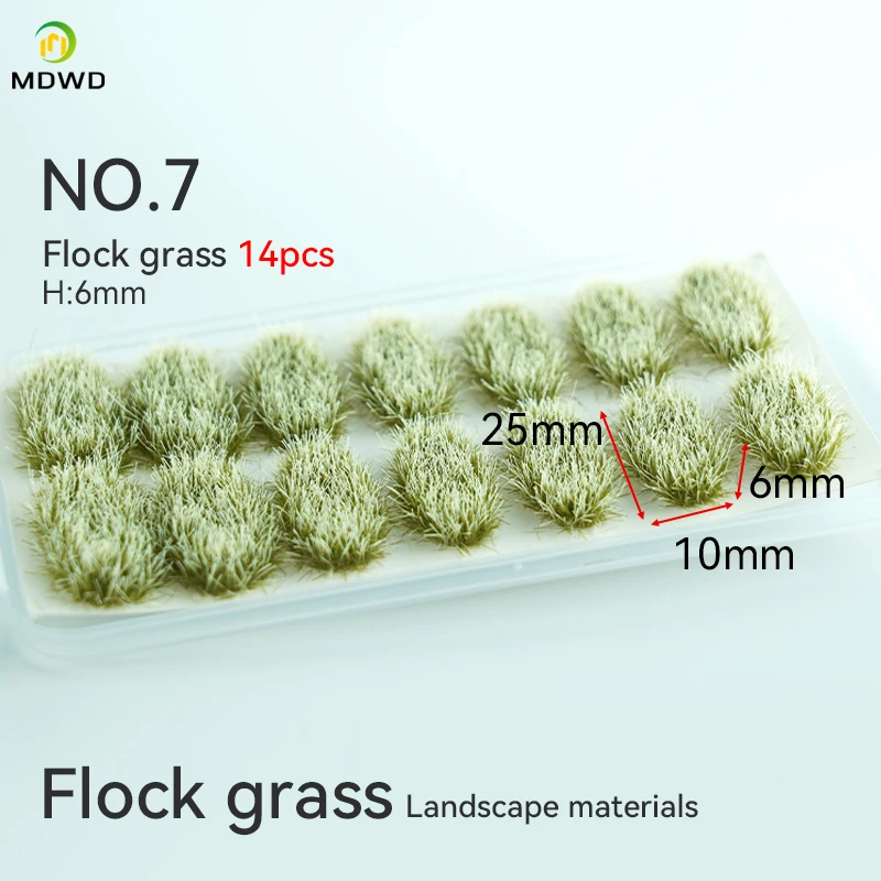 14 pcs 6MM Flock Grass For 35 48 72 87  G O HO N TT Z Scale Artificial Landscape Bushes Miniature Model Train Layout
