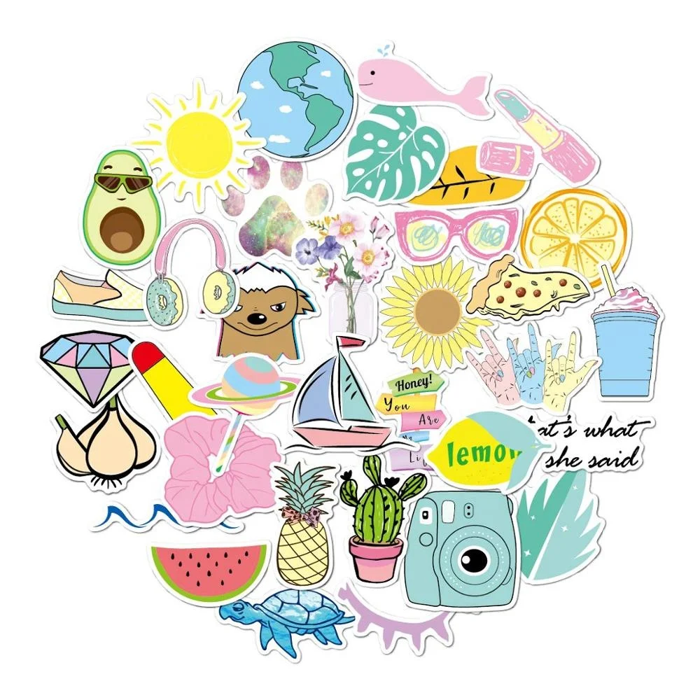 Vinyl Waterproof  Cartoon Decorative Stickers for Laptop Notebooks Car Skateboards Decoration