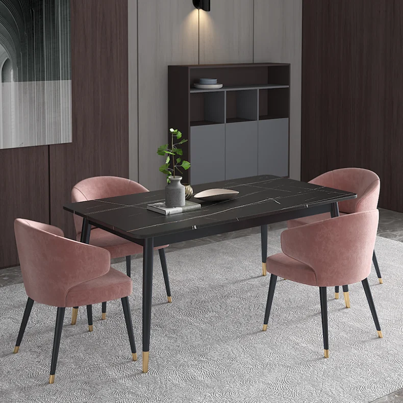 Furniture modern light luxury Nordic rectangle marble dining room tables and chairs