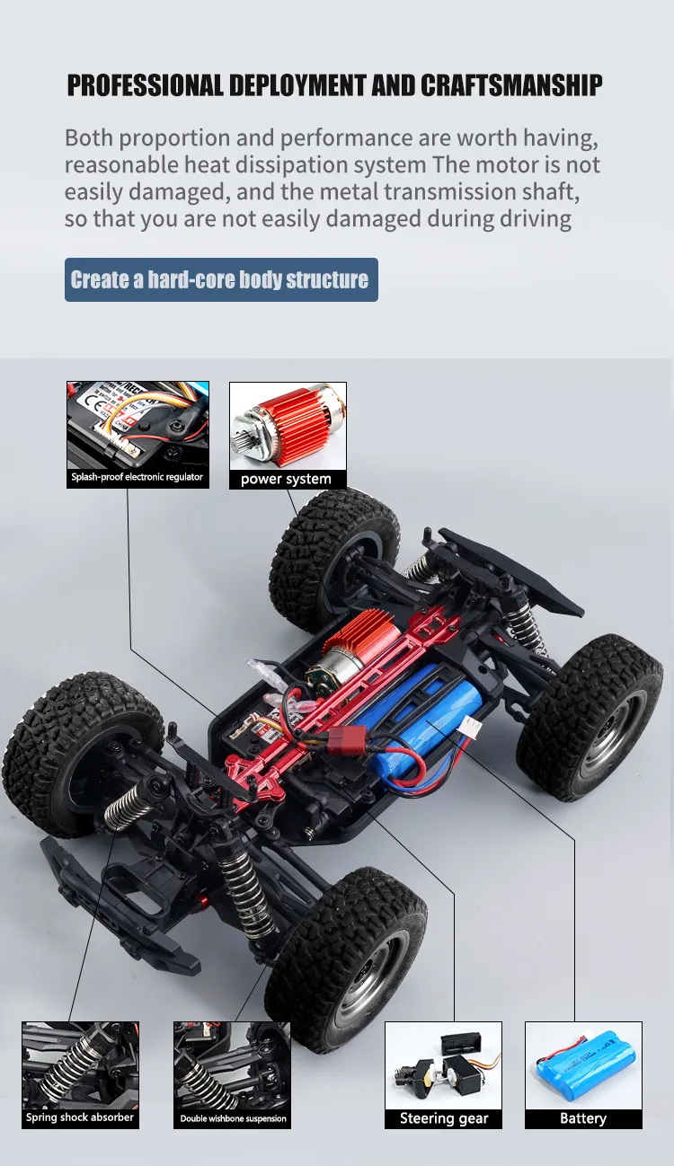Hot selling 16103 RC 1:16 Full Scale 2.4GHz 4WD Waterproof High Speed 38KM/H+Off load Climbing RC Truck SUV Gift Toy for Kids