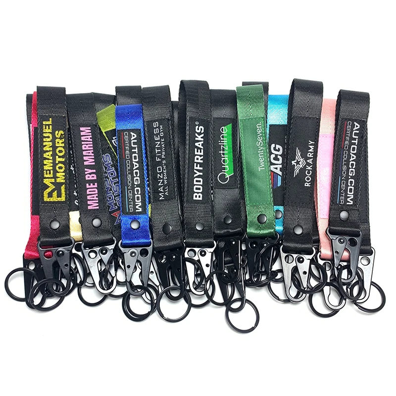 Black Green Military Tactical keychains Webbing Wrist Strap Key Chain Custom Logo Woven Hand Lanyard