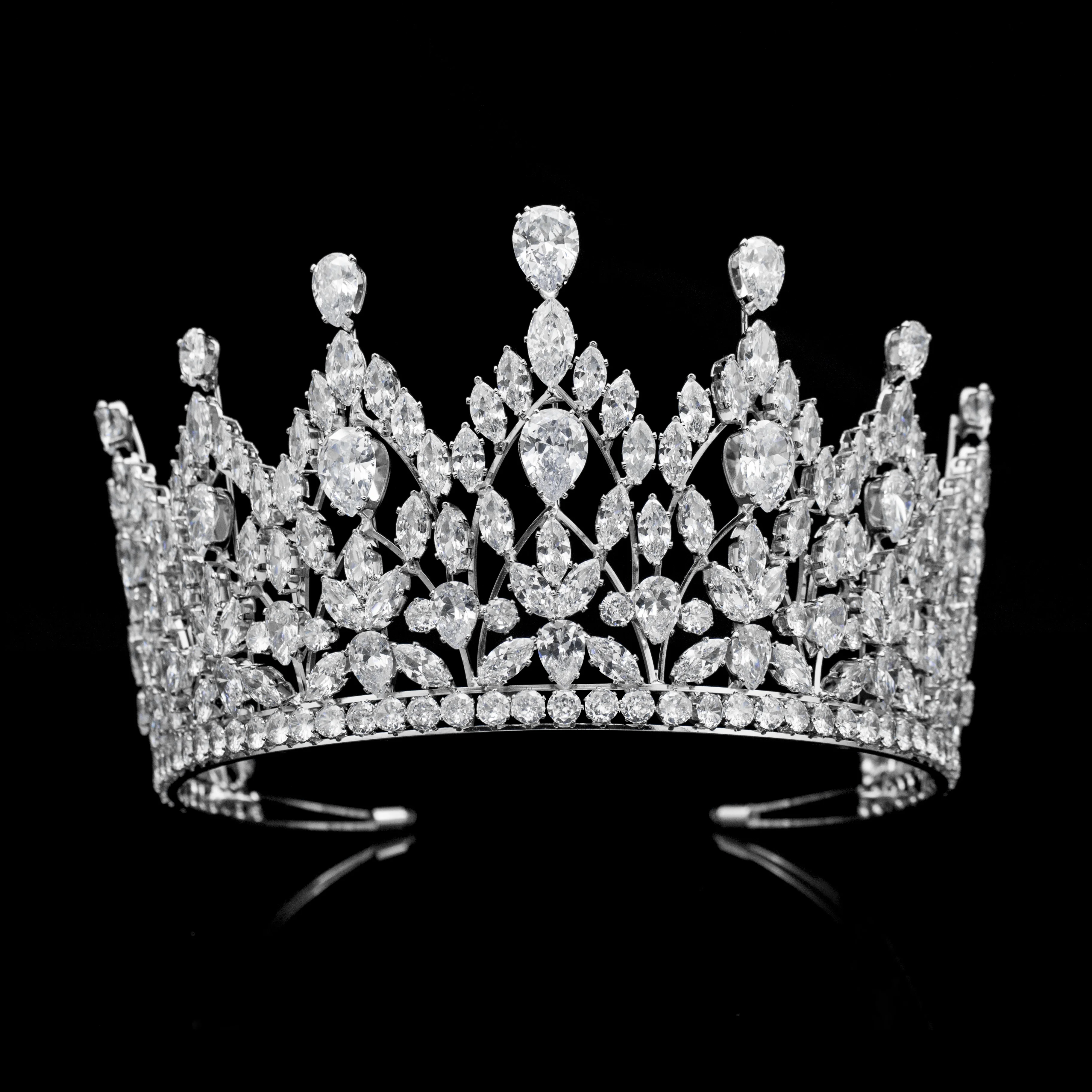 Bohua jewelry GS0200  pageant headpiece tiaras fashion cubic zircon bridal crown wedding hair accessories for women