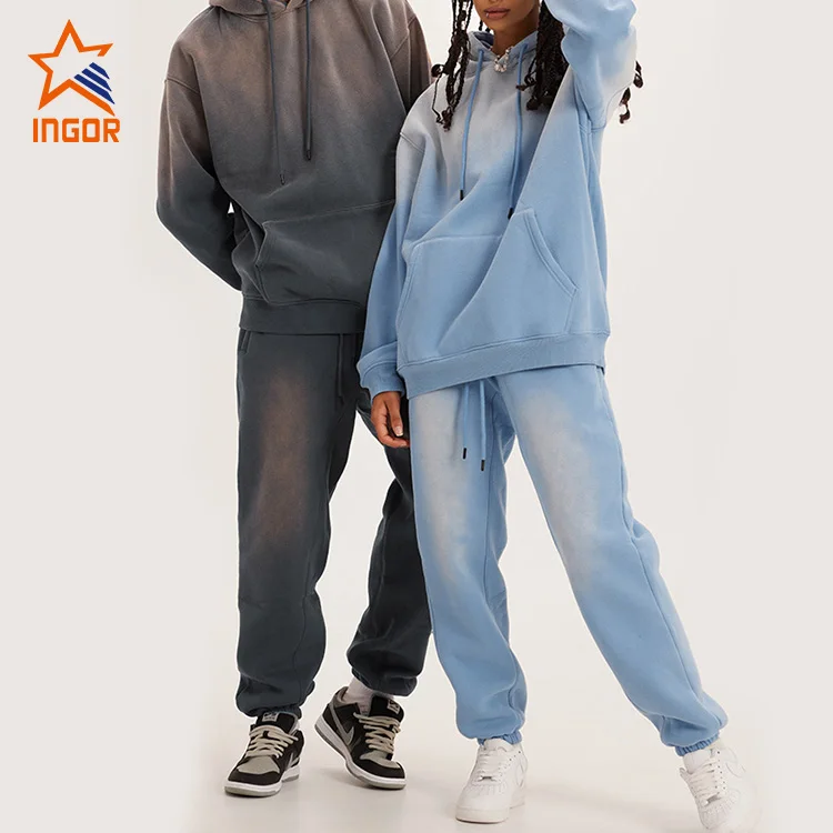 Ingor Distressed Wash Hoodies Oversized High Quality 100% Cotton Fleece Acid Wash Hoodie Vintage for Unisex