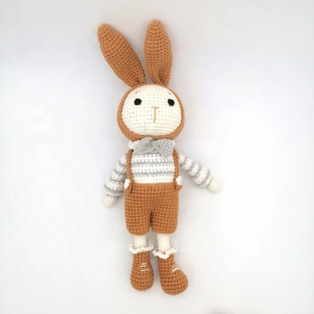Wholesale 100% Handmade Crochet Couple Bunny Amigurumi Doll for baby with CE certification