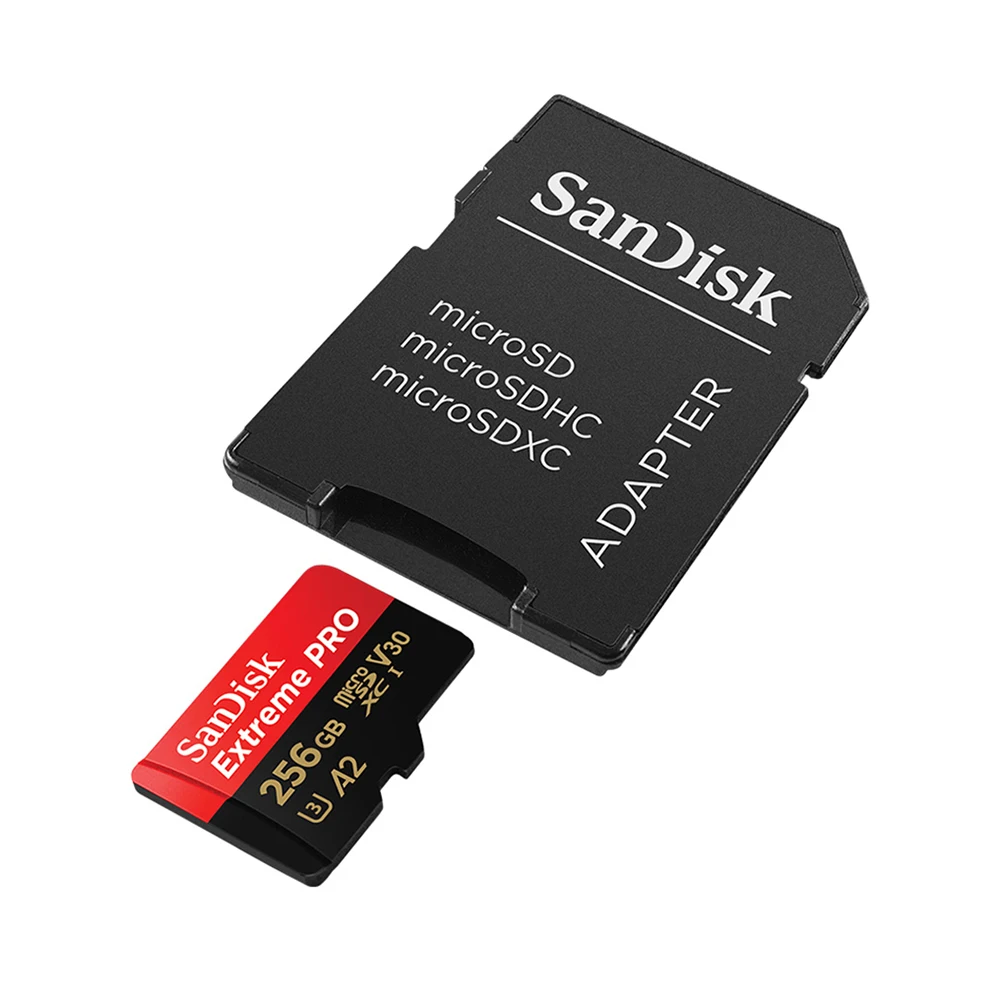 For Sandisk Extreme Pro 170MB/s Memory Card 32GB 64GB 128GB 256GB Mi cro SD Card A2 C10 U3 V30 SDXC UHS-I TF Card With Adapter