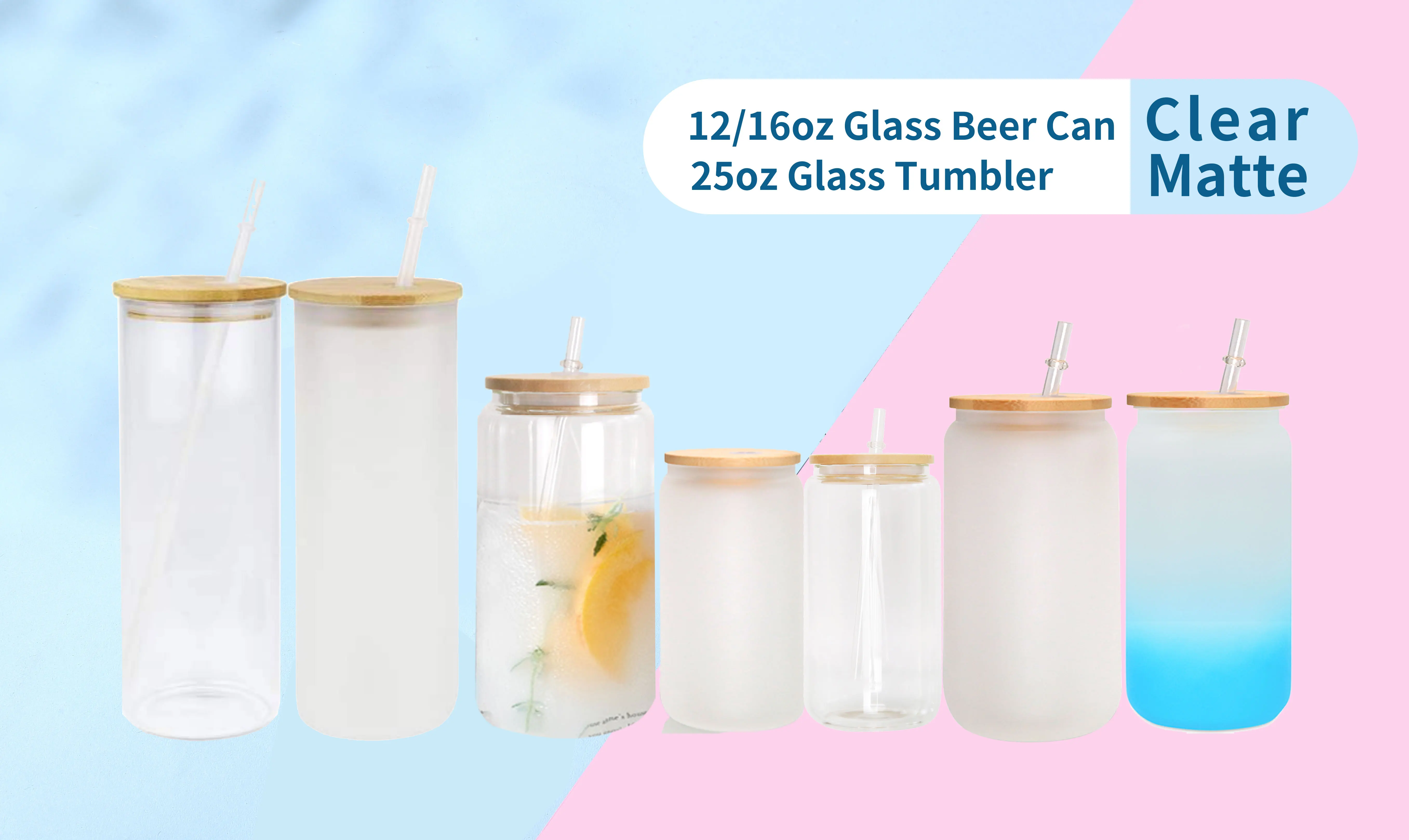 Новое поступление, Стеклянный Стакан холодного цвета 16 унций в форме банка с бамбуковой крышкой и соломинкой Для склада в США