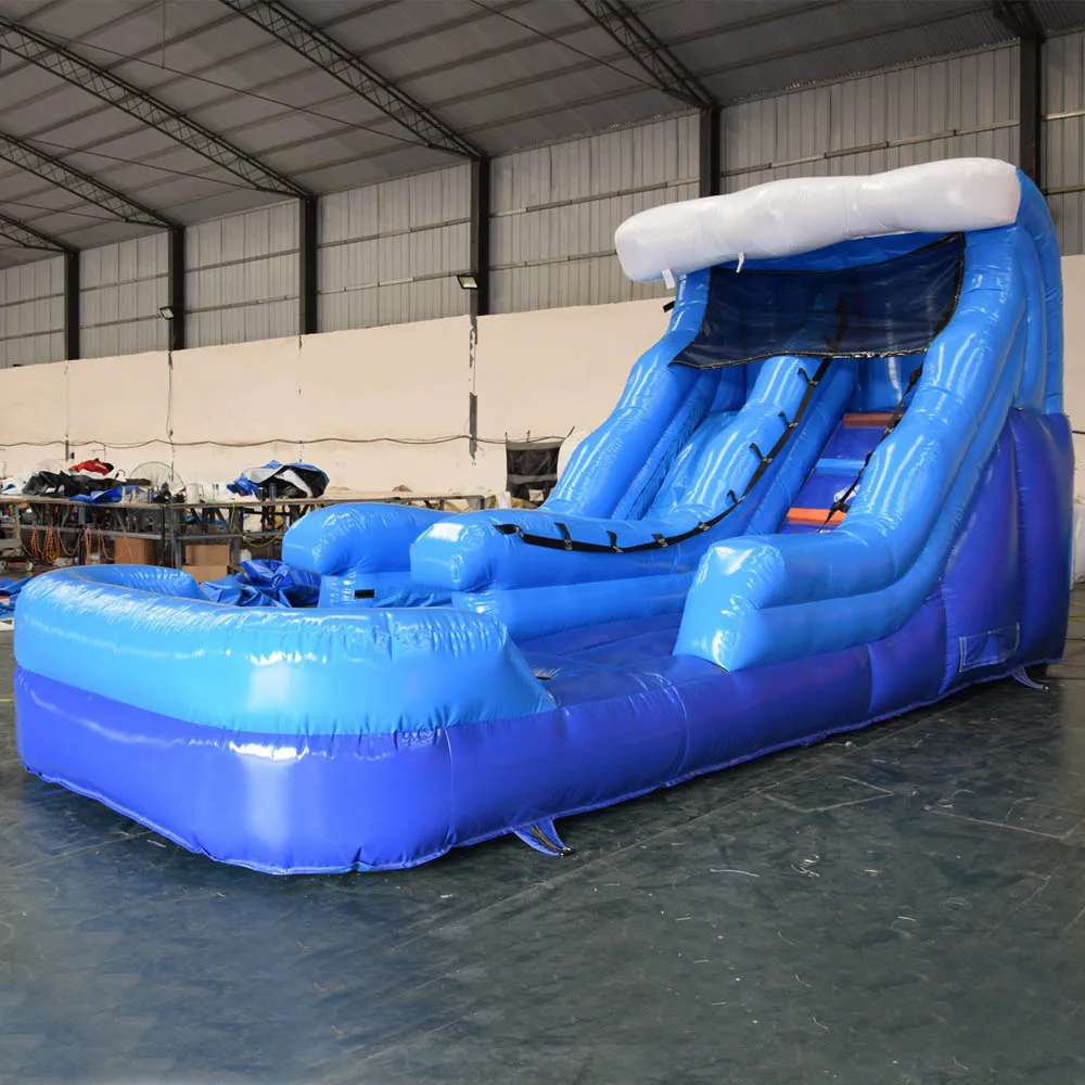 blue wave single slideway inflatable water slide for kids