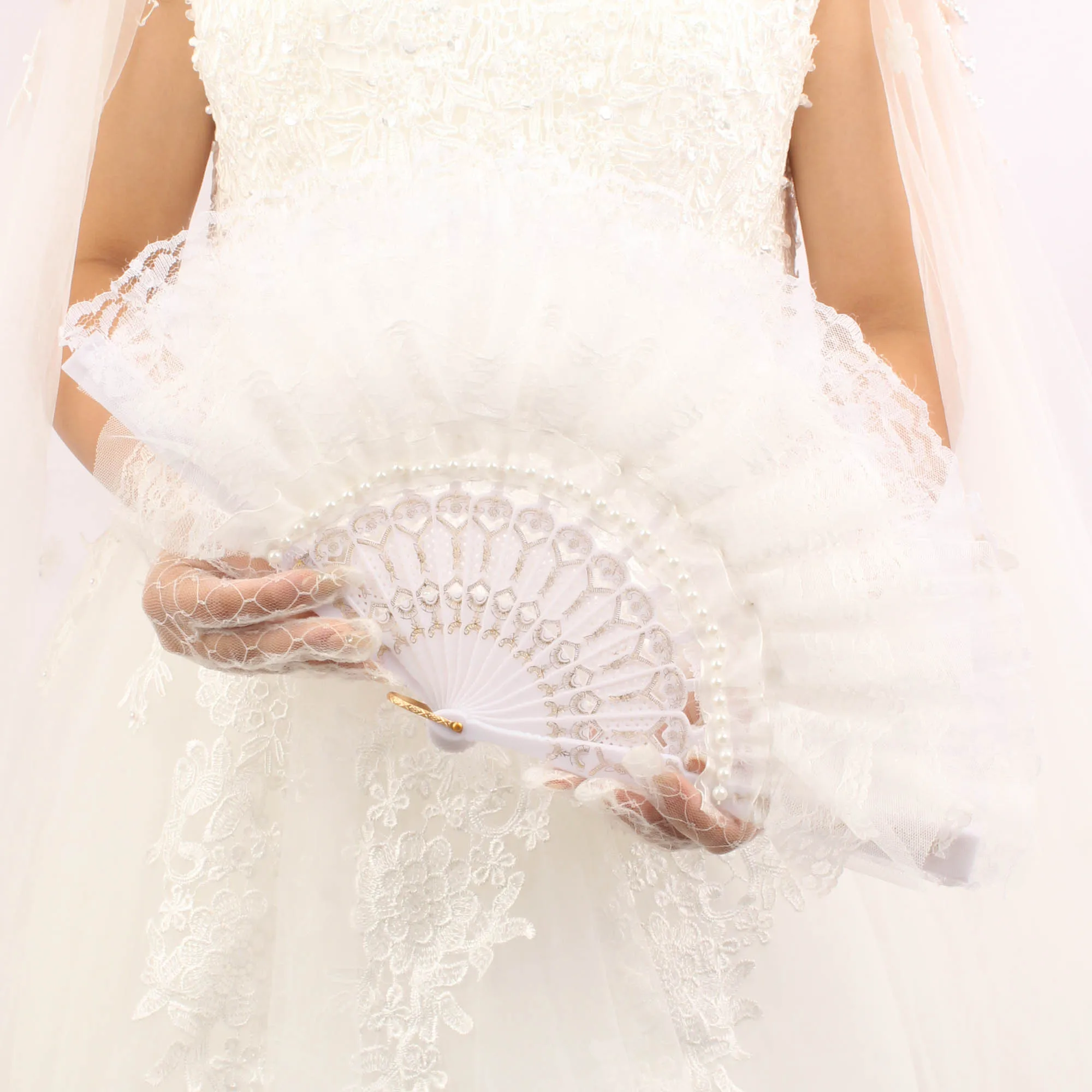 Wedding Ceremony Bridal Accessory Wedding Dress Lace Fan White Spanish Fan
