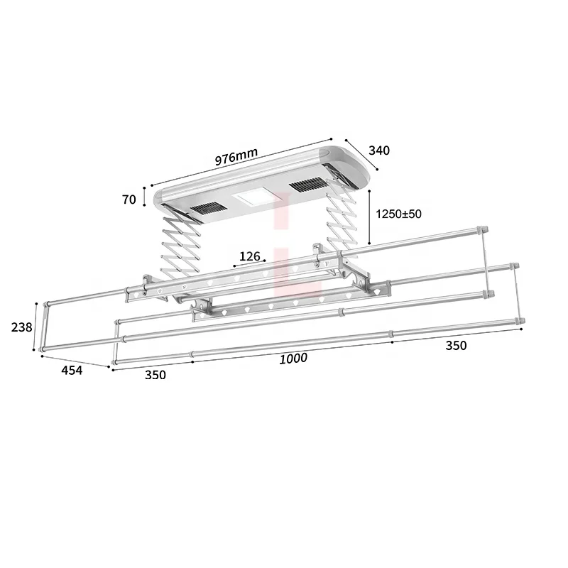 Small Wall Mounted Cloth Dryer Auto Lift Electric Drying Heated Clothes Dryer For Smart Laundry Supplies