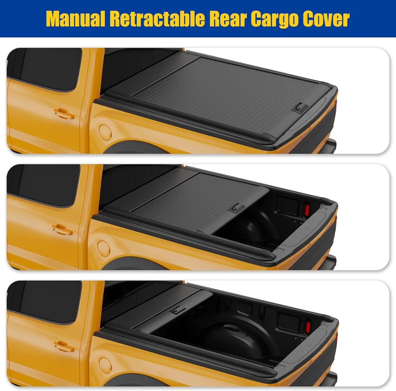 Ruck Bed Tonneau Cover Compatible with 2015-2024 Ford F150 with 5.5 ft Short Box, Low Profile Alloy Steel Made