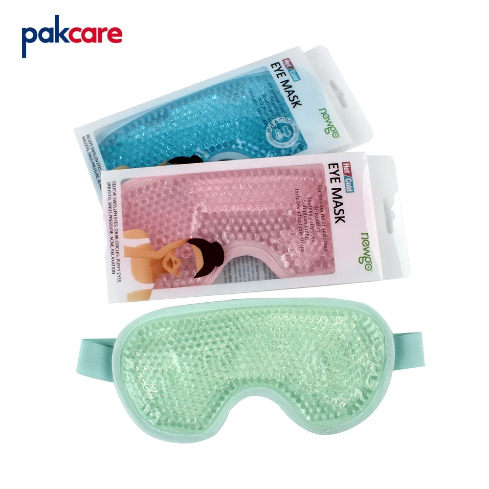 Reusable microwave heating eye cold hot compress gel beads PVC Plush back eye sleep heated mask pad