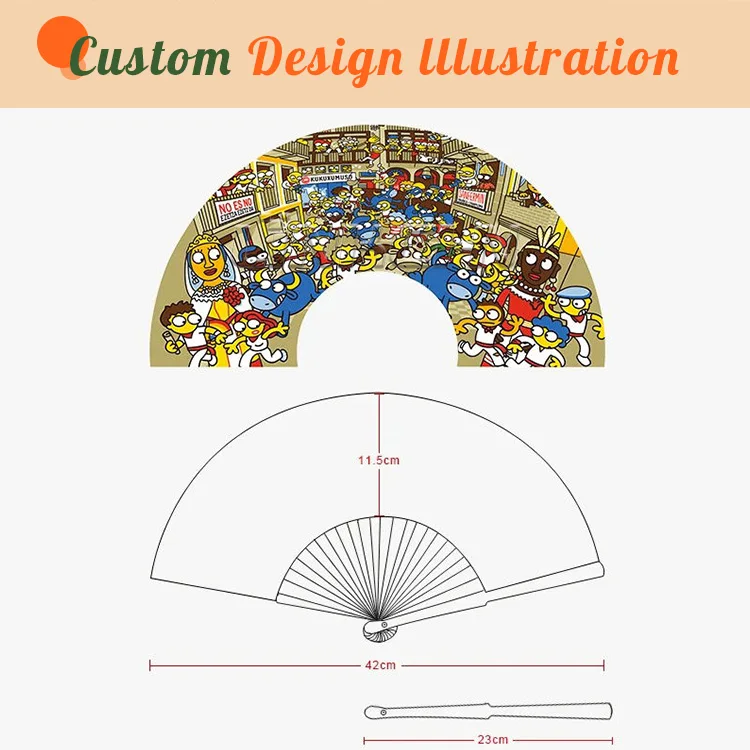 Wholesale manual engraved wooden fabric hand fans