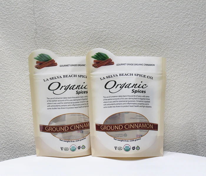 Spot UV Plastic Resealable Stand Up Pouch Ziplock Organic Spices Packaging Bags