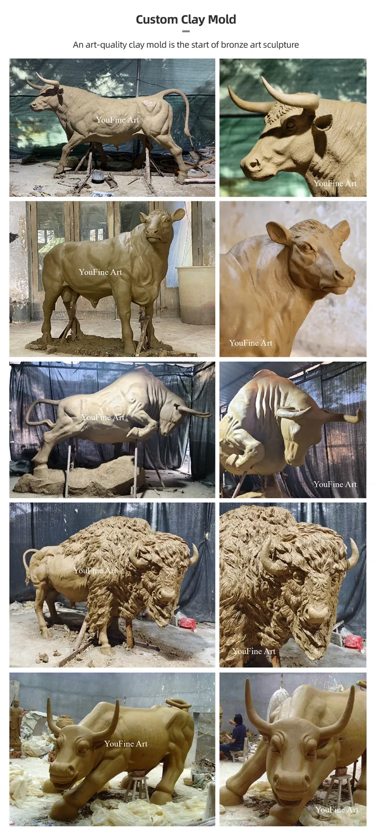 bronze bull statue clay mold