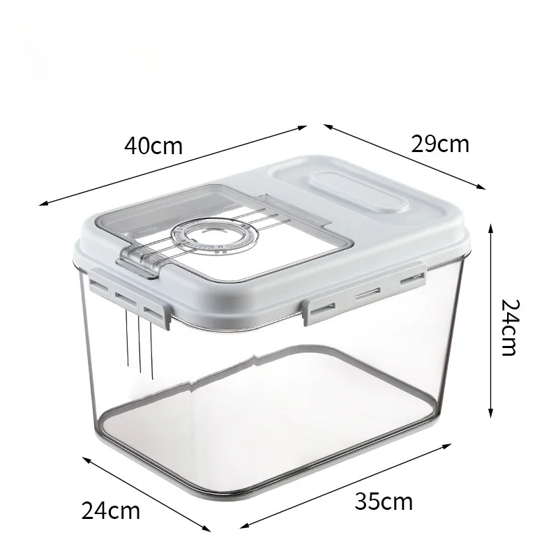 NEW Magnetic Switch Automatic Closing Plastic Rice Storage Container, Indoor Kitchen Cabinet Organizer Box