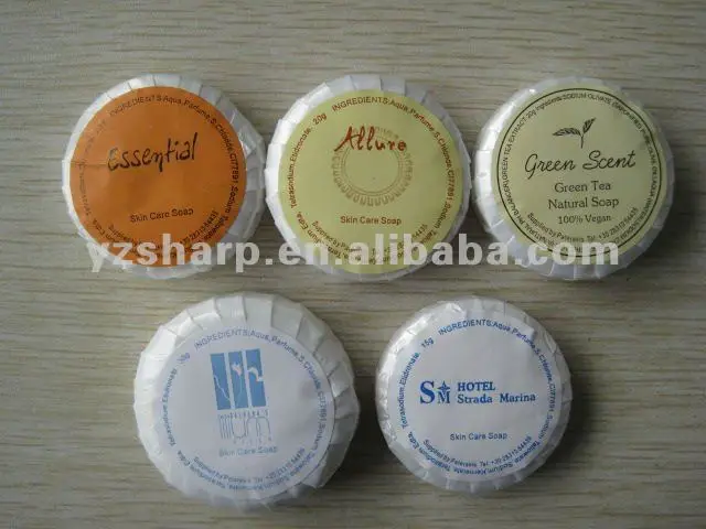 Customized white mini soap for hotel, 15g small round soap