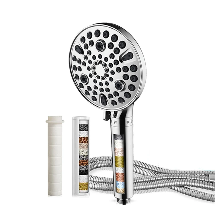 Shower Head Ionic Filter Filtration High Pressure Water Saving 9 Mode Function Spray Handheld Showerheads for Dry Skin & Hair