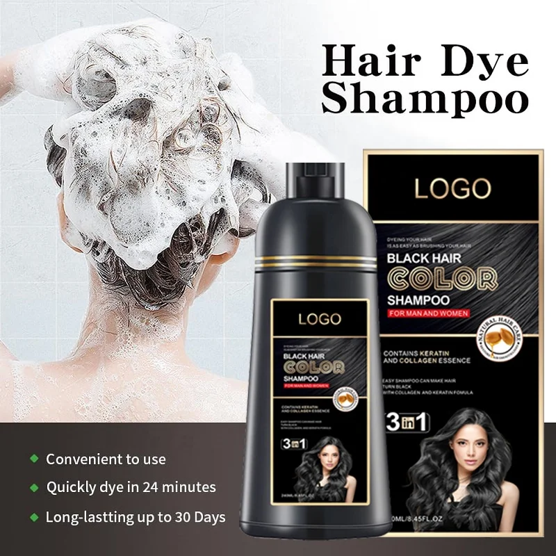 High Quality Home Use Hair Color Shampoo 3 In 1 Fast Dye Ammonia Free Black Colour Shampoo Dye