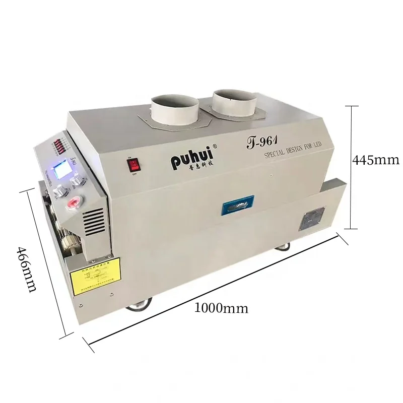 6 Heating Zones Puhui T961 SMT Reflow Oven Adjustable Soldering Speed Infrared Hot Air PCB LED Soldering Machine