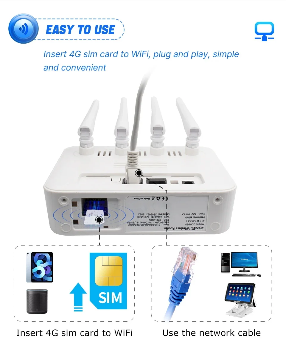 300Mbps Wifi6 4G Cellular Network Unlock 4G Wireless Wifi Modem Cpe Router With Sim Card Slot
