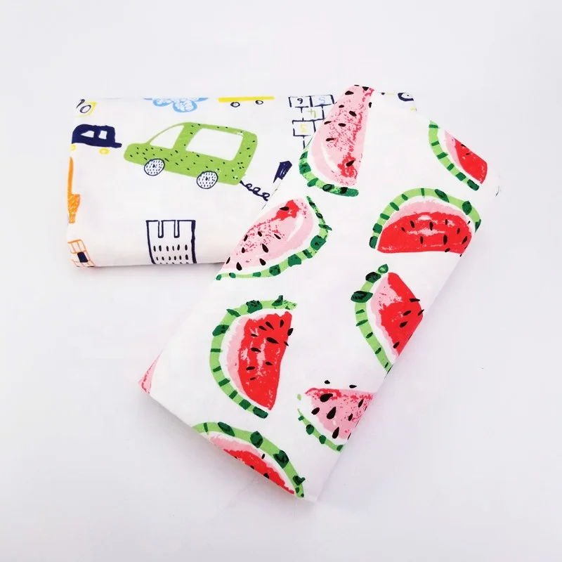 190gsm knitted printed cotton baby fabric Gray kids clothes material Brushed double-knit newborn fabric