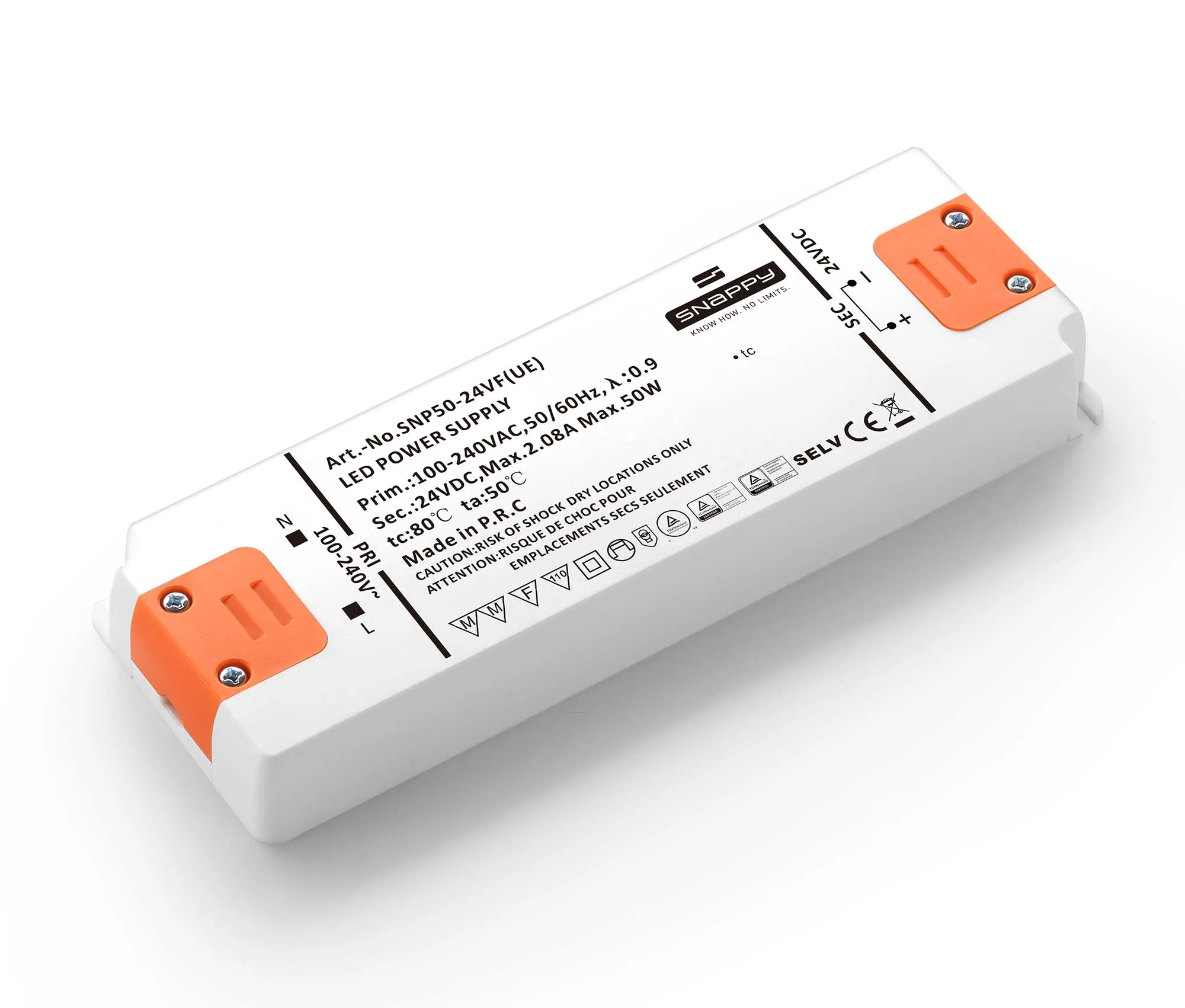 SNP40-24VF(UE) SNAPPY 40W 12 24Vdc IP20 wide range input high efficiency constant voltage LED Driver