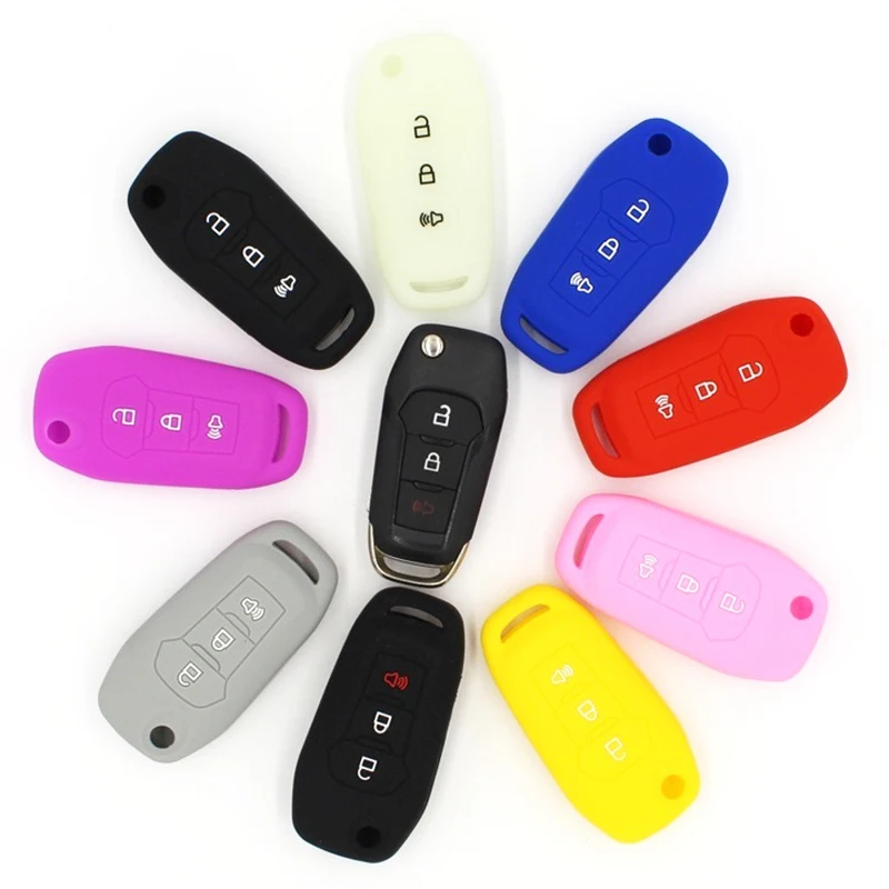Silicone Remote Key Shell Jacket Car Key Covers For Ford Focus 5 Buttons