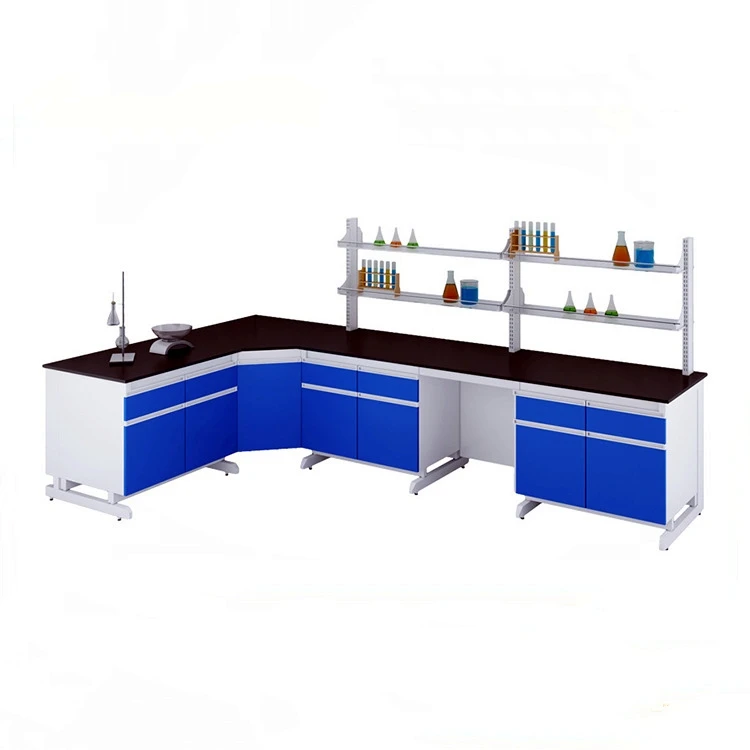 electronica muebles de laboratorio steel fluid mechanics lab furniture students octagonal lab work bench table with Reagent rack