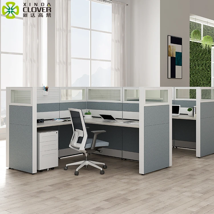 
Popular Design Divider Partition Desks Cubicle Desk Wood Table Modern L Shape 2 Person Workstation Office Furniture 