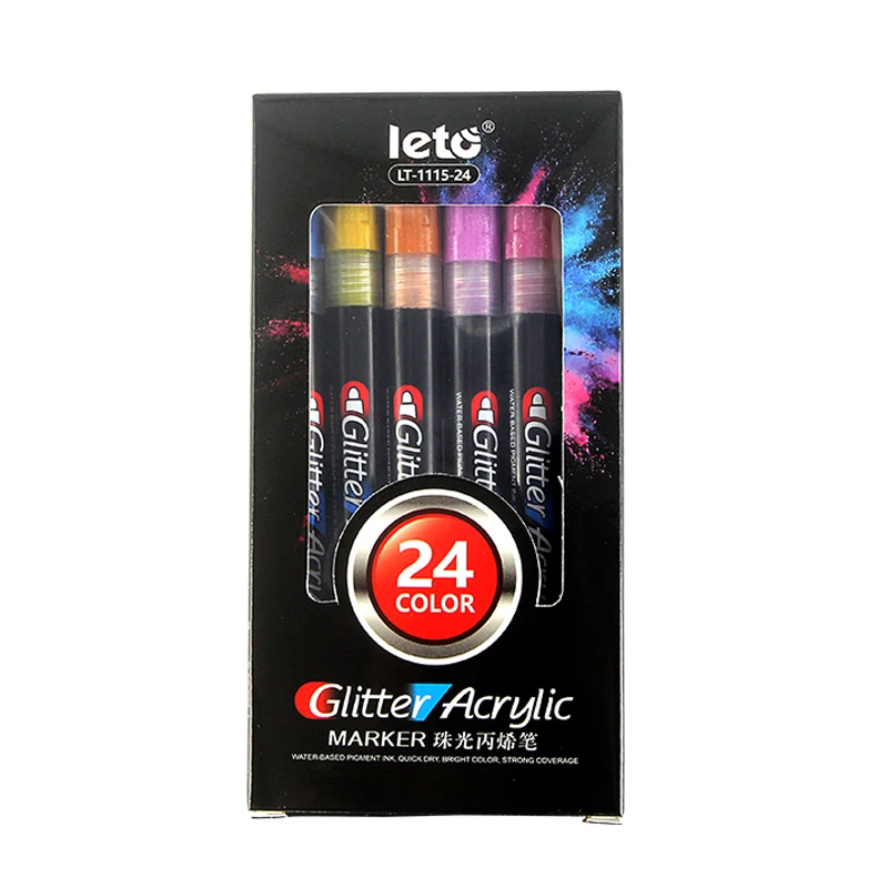 Small Glitter Acrylic Marker Pens with 24 color, DIY Craft Projects, Ceramic, Glass, Canvas, Mug, Metal, Wood LT-1115