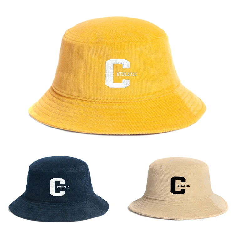 Модные летние вельветовые хлопковые Панамы с вышивкой и логотипом на заказ для женщин и мужчин