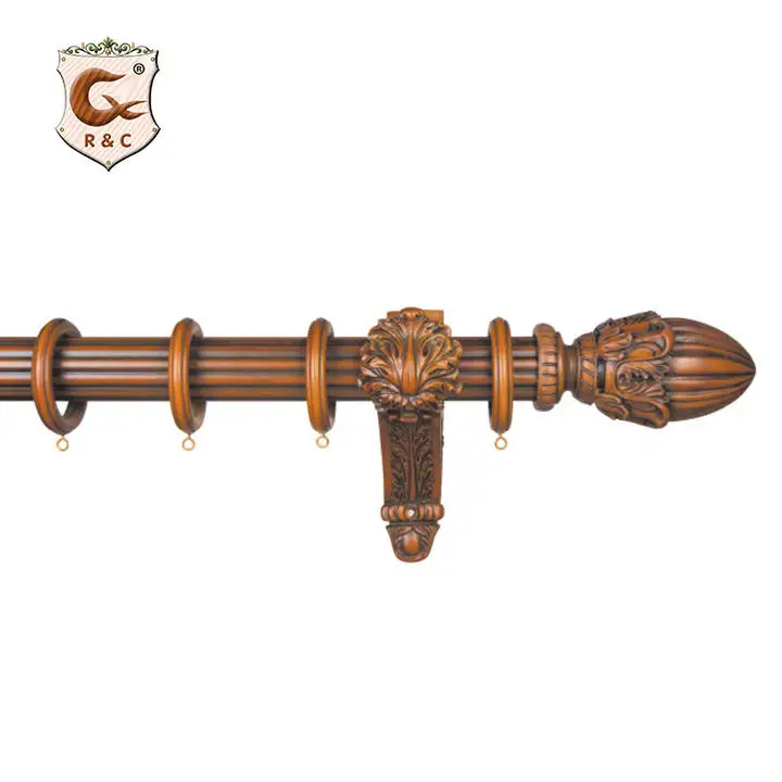 Factory Antique White Wood Cameo Curtain Rod Modern Home Decoration