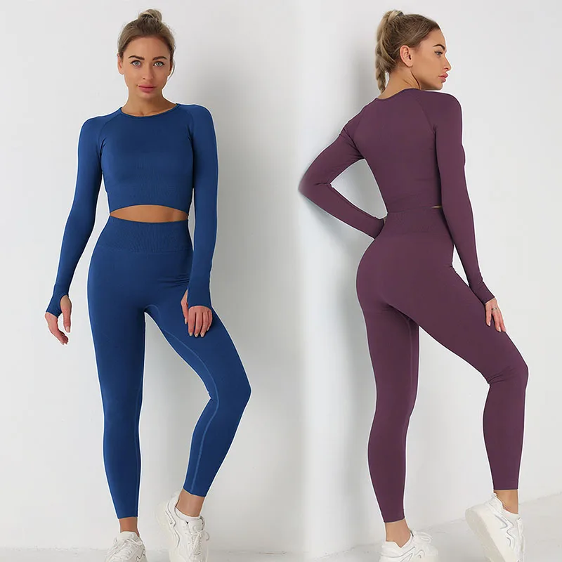 fall winter ladies two piece sportswear set for women yoga outfit women sets workout trousers push up tights for women