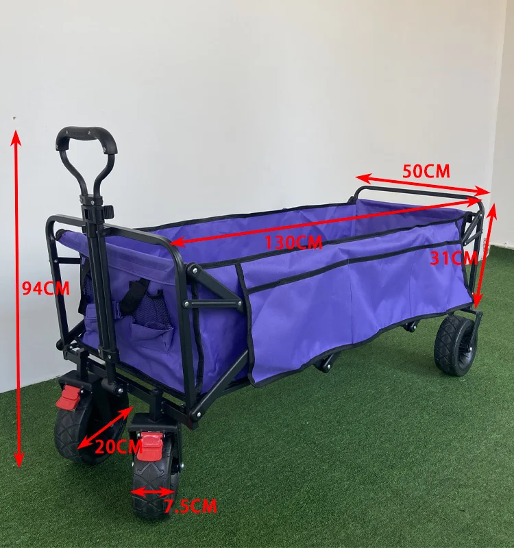 120L Large Capacity Heavy Duty Purple Waterproof Canvas Collpasible Wagon Trolley Cart For camping Shopping