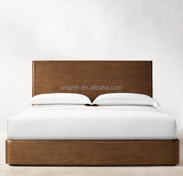 2023 Modern style good price bedroom furniture set king size oak wood bed